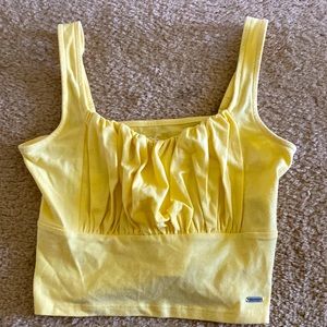 HOLLISTER yellow ruched crop top